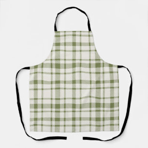 Classic Plaid Tartan Pattern-Olive Green & Cream Apron