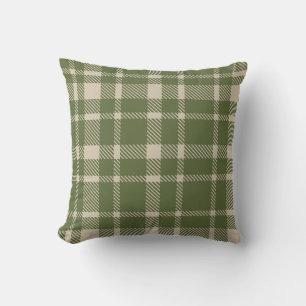 Classic Plaid Tartan Pattern-Olive Green & Cream Cushion