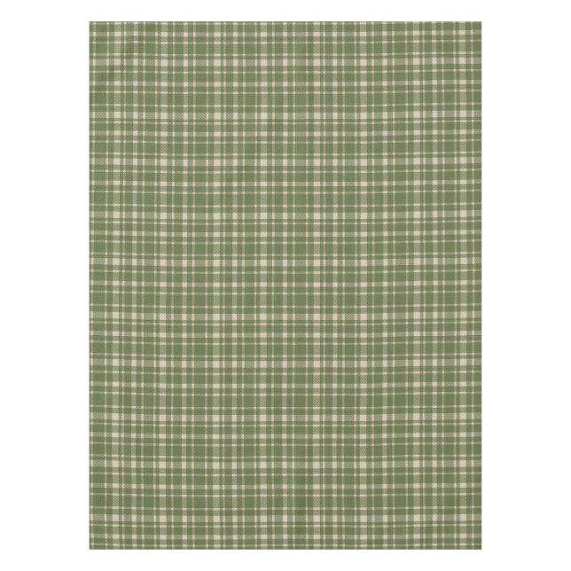 Classic Plaid Tartan Pattern-Olive Green & Cream Tablecloth (Front)