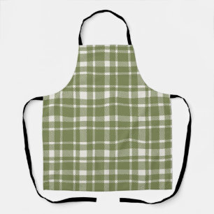 Classic Plaid Tartan Pattern-Olive Green & Ivory Apron