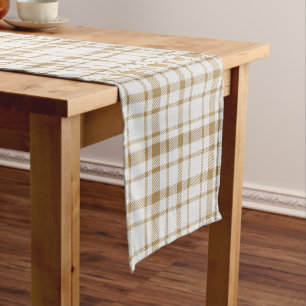 Classic Plaid Tartan Pattern-Warm Neutral Short Table Runner