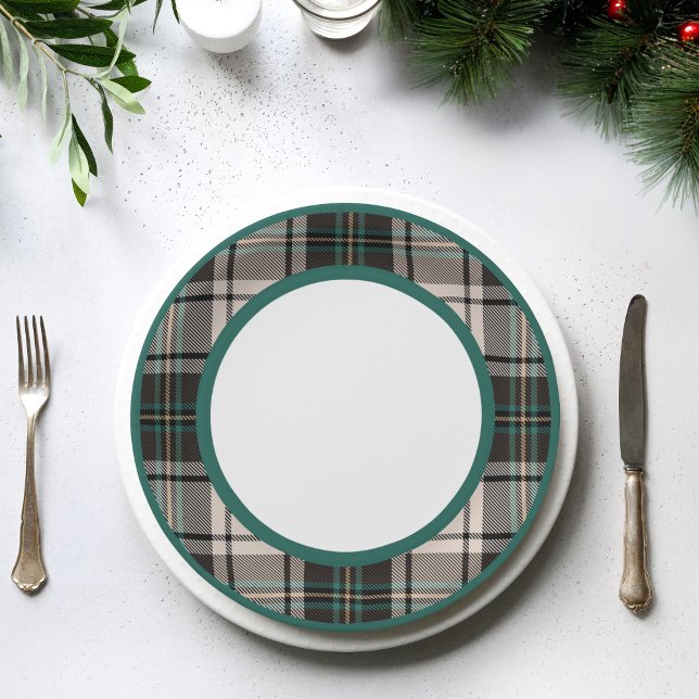 Classic Plaid Vintage Christmas - Disposable Plate (Christmas Holiday Dinner Disposable Food Plates)