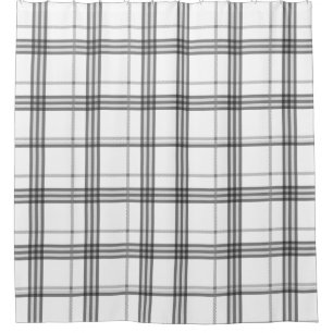 Classic Plaid White and Black  Shower Curtain