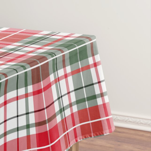 Classic Plaid Winter Rustic Tartan Red, Green Tablecloth (In Situ)