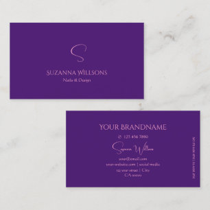 Classic Plain Royal Purple with Monogram Stylish Business Card
