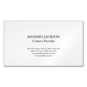 Classic Plain White Simple Professional Minimalist Magnetic Business Card