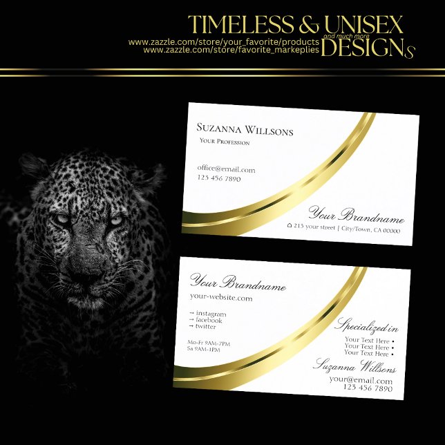 Classic Plain White with Decorative Gold Decor Business Card (Creator Uploaded)