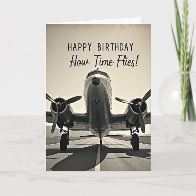 Classic Plane Birthday Card (Front)