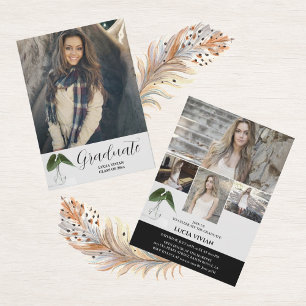 Classic Plant Pot Script 5 Photo Memory Graduation Invitation