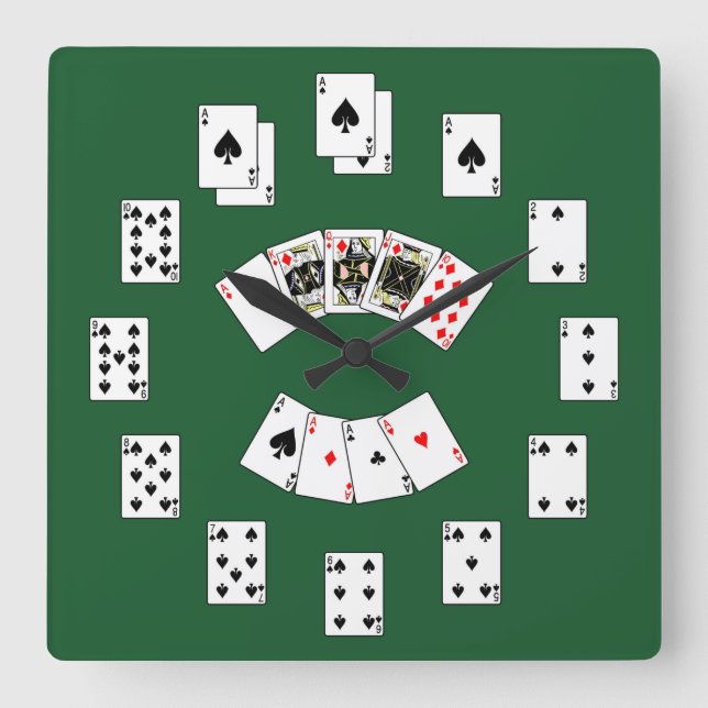 Classic Playing Card Square Wall Clock (Front)