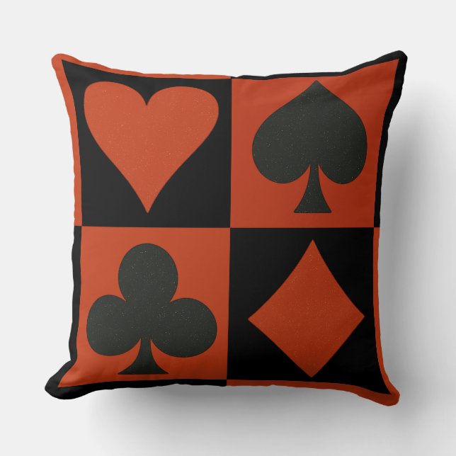 Classic Playing Card Suits Throw Pillow (Front)