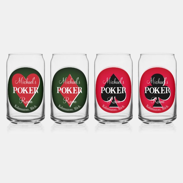 Classic Playing Cards Poker Room Can  Glass (Front)