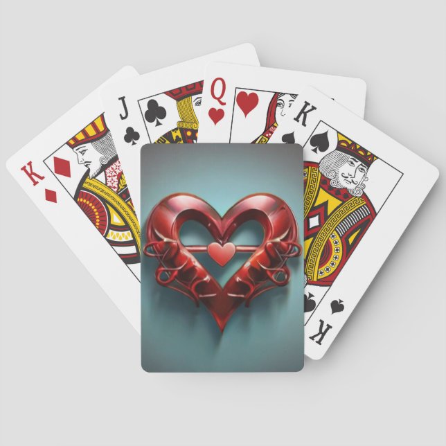 Classic Playing Cards with Heart Symbol (Back)