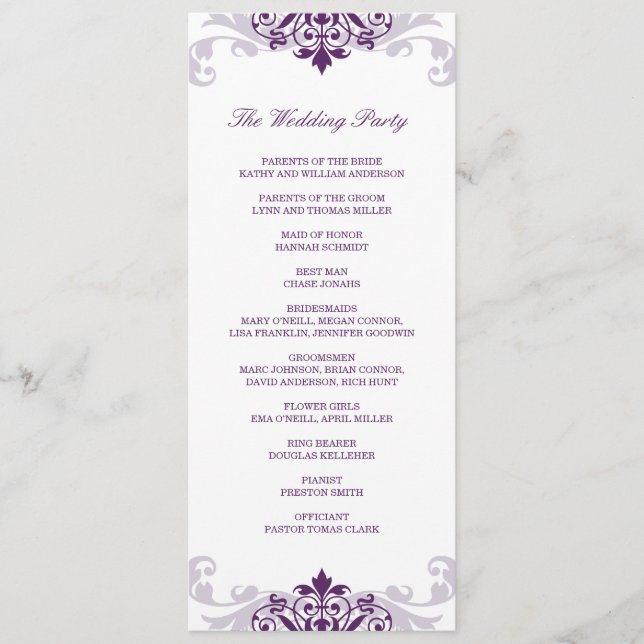 Classic Plum Purple Elegant Ironwork Wedding Program (Front)