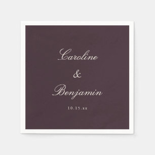Classic Plum Script Elegant Wedding Custom Name Napkin