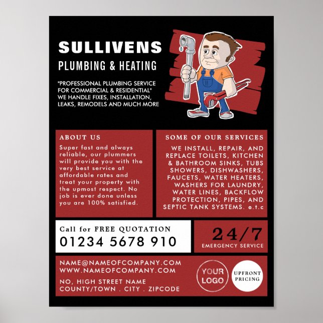 Classic Plumber, Plumber, Plumbing Advertising Poster (Front)