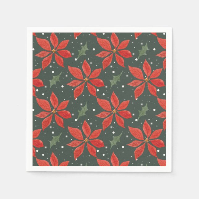 Classic Poinsetta Holiday  Napkin (Front)