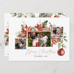 Classic Poinsettia & Greenery Christmas Photo