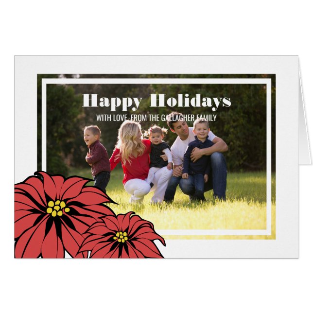 Classic Poinsettia Holiday Photo (Front Horizontal)