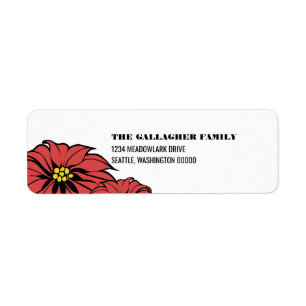 Classic Poinsettia Holiday Return Address Label
