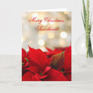 Classic  Poinsettia Romantic Christmas Holiday Card