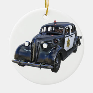 Classic Police Car Ceramic Ornament
