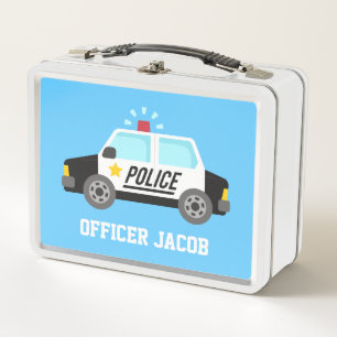 Classic Police Car with Siren Boys Personalised Metal Lunch Box