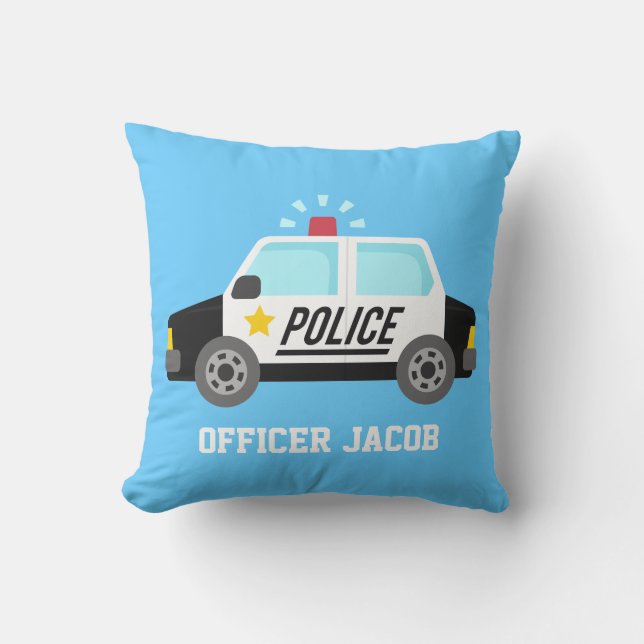 Classic  Police Car with Siren For Boys Room Cushion (Front)
