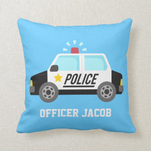 Classic Police Car with Siren For Boys Room Cushion