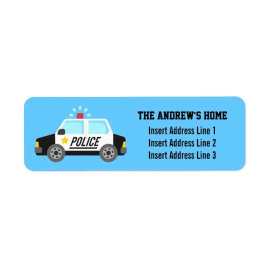 Classic Police Car with Siren For Kids Return Address Label