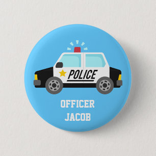 Classic Police Car with Siren Officer Badge Button