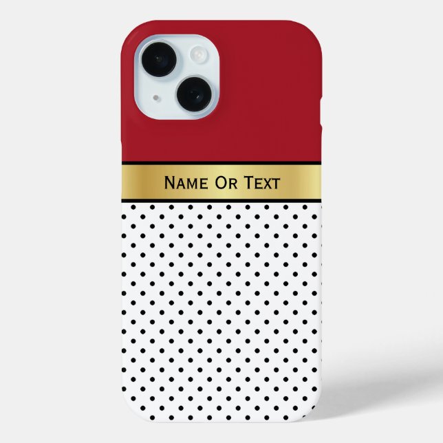 Classic Polka Dot and Gold Stripe with Text Space Case-Mate iPhone Case (Back)