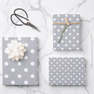 Classic Polka Dot Gray / Grey  Wrapping Paper Sheet
