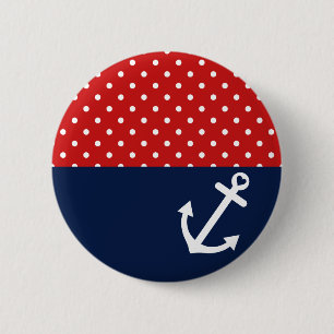 Classic Polka Dot Nautical Love 6 Cm Round Badge
