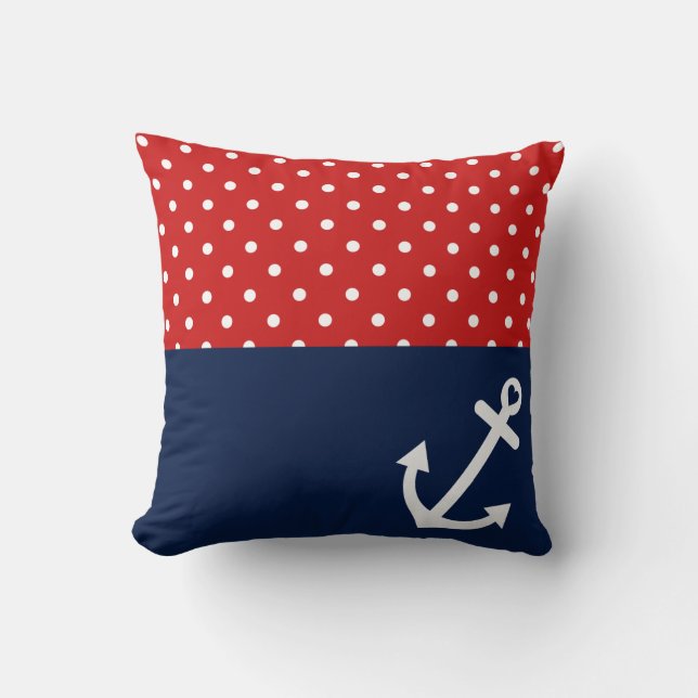 Classic Polka Dot Nautical Love Cushion (Front)