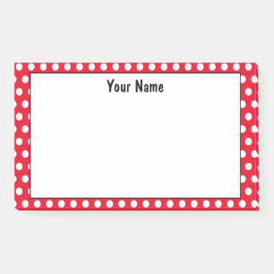Classic  Polka Dot Red and White Custom Name Post-it Notes