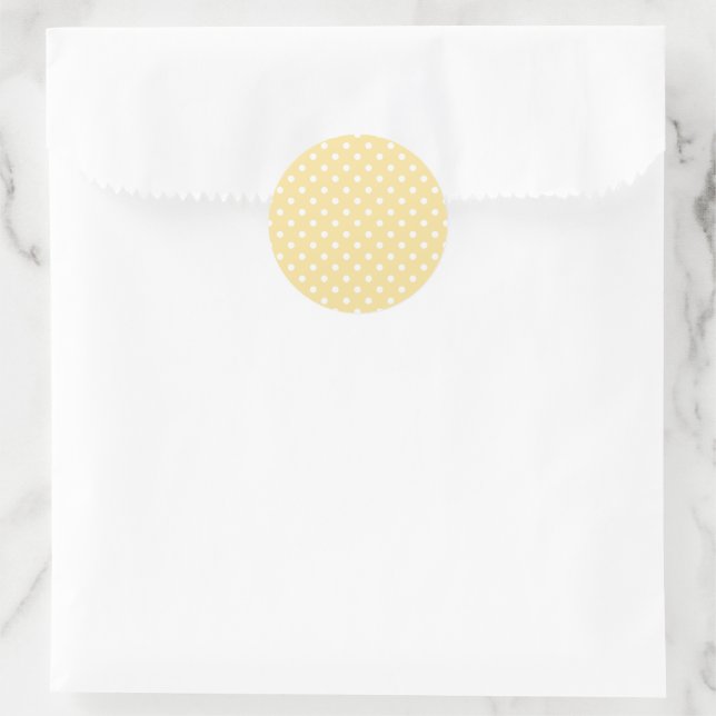 Classic Polka Dot White - Canary Yellow Round Sticker (Bag)