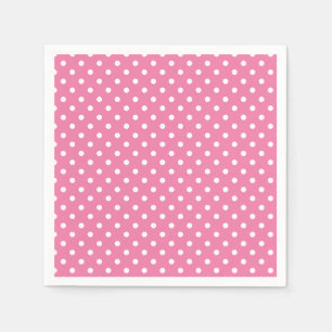Classic Polka Dot White - Fuchsia Pink Napkin