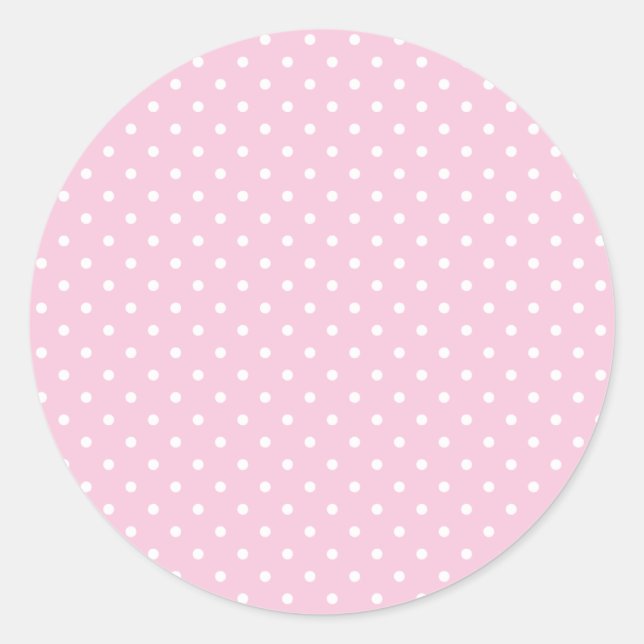 Classic Polka Dot White - Light Pink Round Sticker (Front)