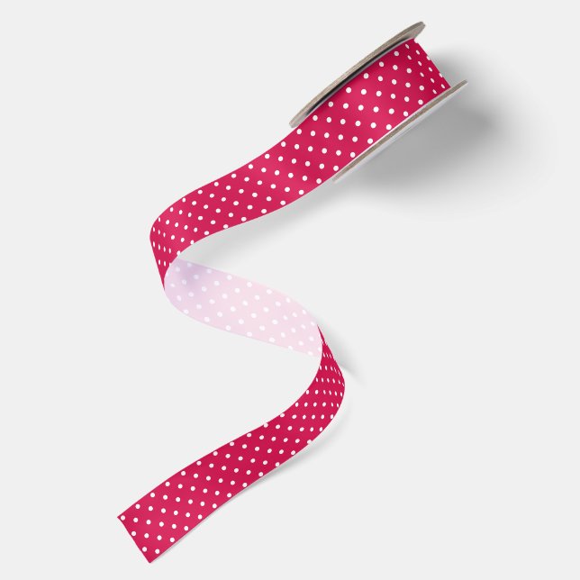 Classic Polka Dot White - Raspberry Red Satin Ribbon (Front+Back)