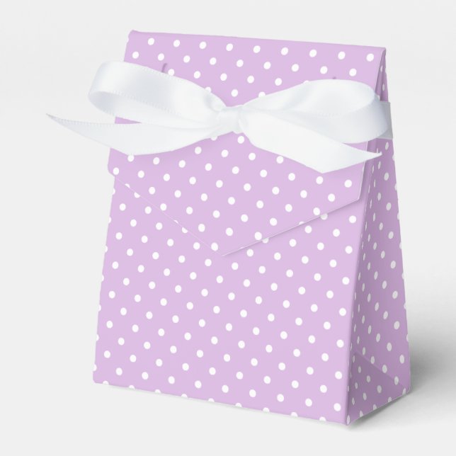 Classic Polka Dot White - Soft Lilac Favour Box (Front Side)