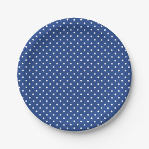 Classic Polka Dot White - True Blule Paper Plate