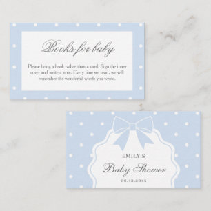 Classic Polka Dots Bow Baby Shower Books For Baby Enclosure Card