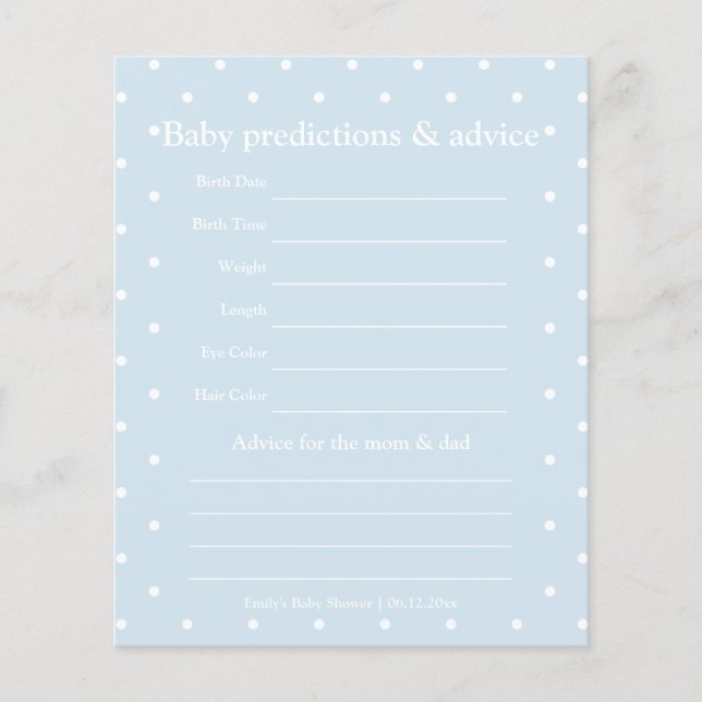 Classic Polka Dots Boy Baby Shower Guessing Game (Front)