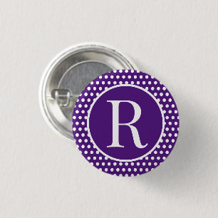 Classic Polka Dots Purple Custom initial letter 3 Cm Round Badge