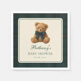 Classic Polo Tartan Teddy Bear Baby Shower Napkin