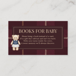 Classic Polo Teddy Bear Preppy Plaid Baby Shower Enclosure Card