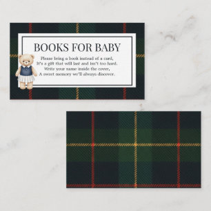 Classic Polo Teddy Bear Preppy Plaid Baby Shower Enclosure Card