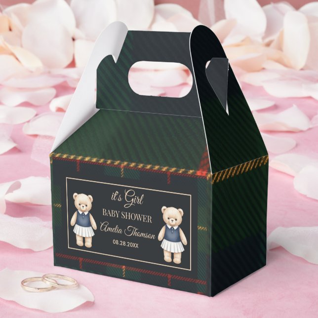 Classic Polo Teddy Bear Preppy Plaid Baby Shower  Favour Box (Wedding)