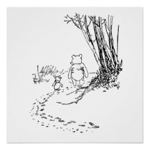 Classic Pooh Bear & Piglet Walking Poster